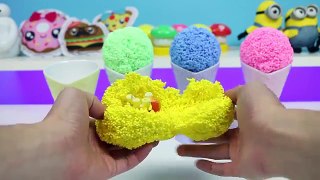 Play Foam Ice Cream SLIME Waffle Cone Surprise Toys | LEARN COLORS with MLP Shopkins Hello Kitty!