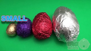 Learn Sizes with Surprise Eggs! Opening HUGE Colourful Chocolate Mystery Surprise Eggs! Part 2