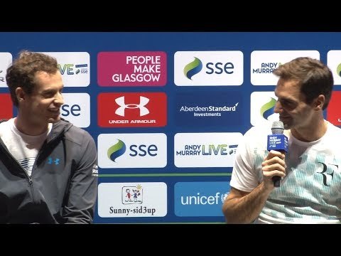 Andy Murray & Roger Federer Ahead Of Their Charity Tennis Match In Glasgow