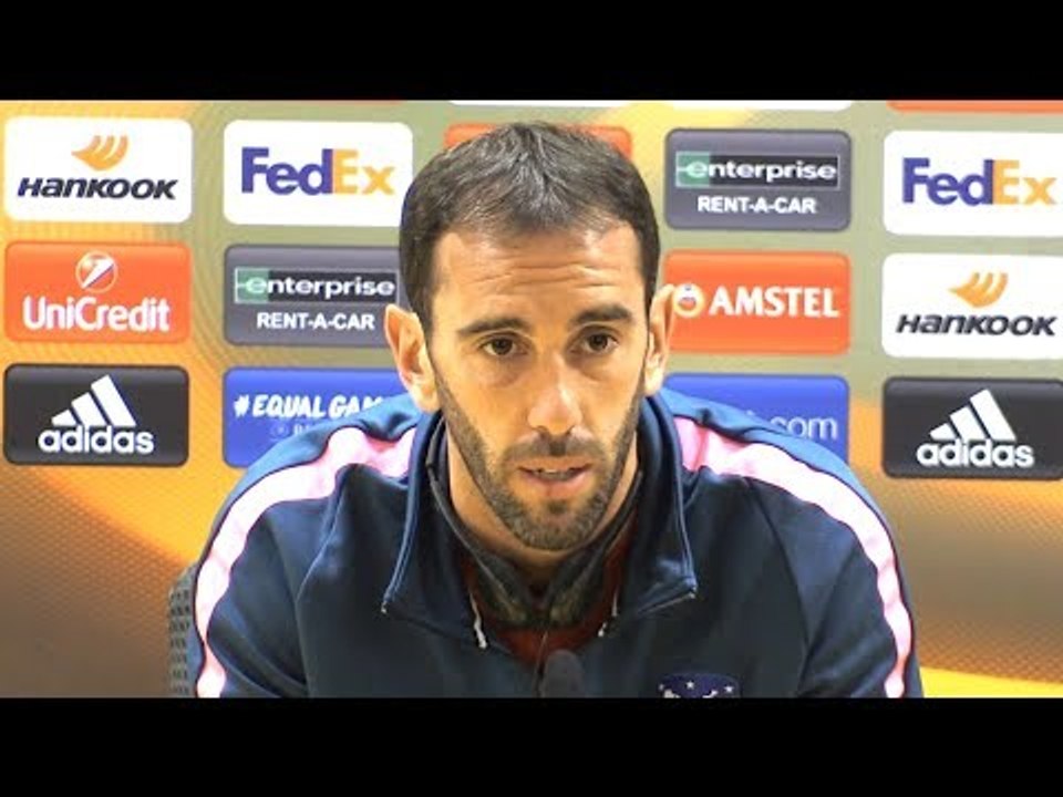 Diego Godin Full Pre-Match Press Conference - Arsenal v Atletico Madrid - Europa League