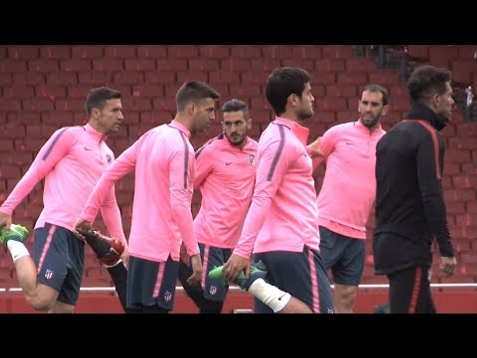 Atletico Madrid Train At Emirates Stadium Ahead Of Arsenal Europa League Semi-Final Clash