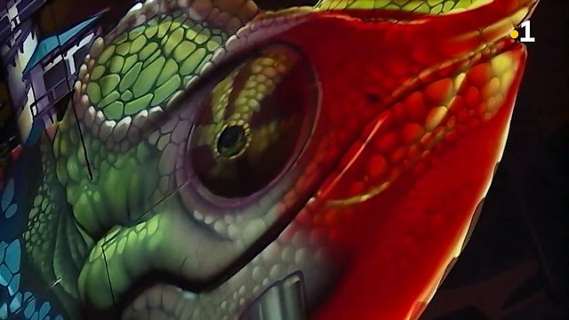 Pendant ce temps à #Tahiti, un caméléon prend vie sous les yeux ébahis du public...(Re) découvrez le superbe mapping du trio BLAST lors du festival @ONO'U 20