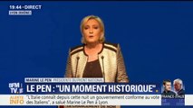 Marine Le Pen explique le nouveau logo du Rassemblement national