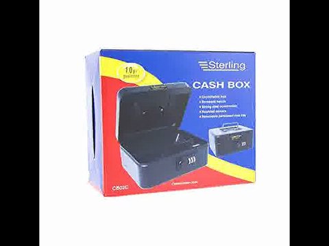 [- Sterling CB02C BK 8-inch Combination Lock Cash Box, Black -]