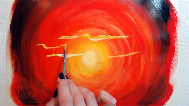 Рисуем яркий Закат гуашью