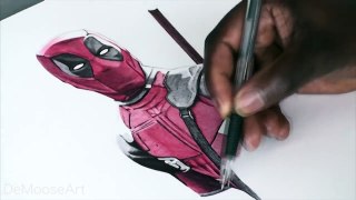 Deadpool Pen Drawing - Marvel - DeMoose Art