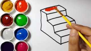 Drawing and Coloring Stairs - Coloring Pages for Children - Learn Colors