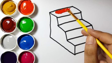 Drawing and Coloring Stairs - Coloring Pages for Children - Learn Colors