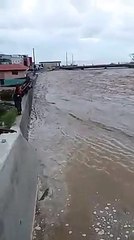 Roseau River on Sunday evening as Dominica experiences heavy rains
