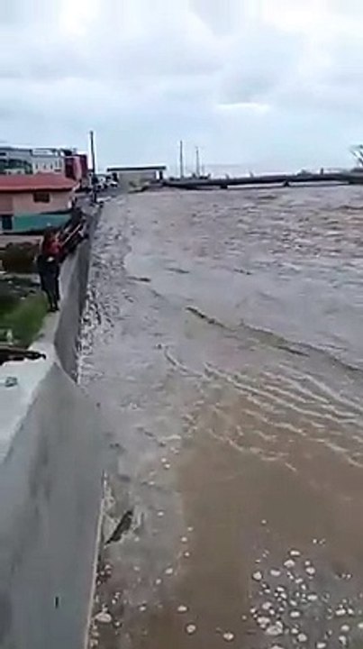 Roseau River on Sunday evening as Dominica experiences heavy rains