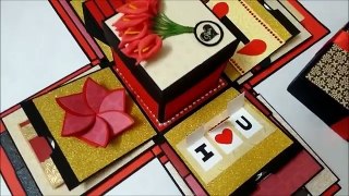 Explosion box Theme - Valentine/ Black, red and gold| by Srushti Patil