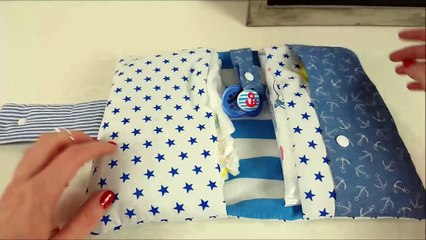 DIY Windeltasche mit Schnullerband und Innenfächern selber nähen | DIY Kajuete