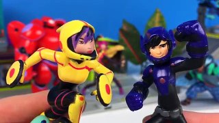 GRANDES HEROES 6 HIRO HAMADA BAYMAX HONEY LEMON GO GO TOMAGO WASABI Y UN DINOSAURIO