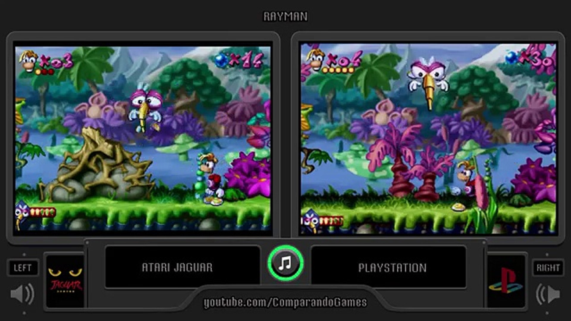 Rayman 1 Atari Jaguar Vs Playstation Side By Side Comparison Video Dailymotion