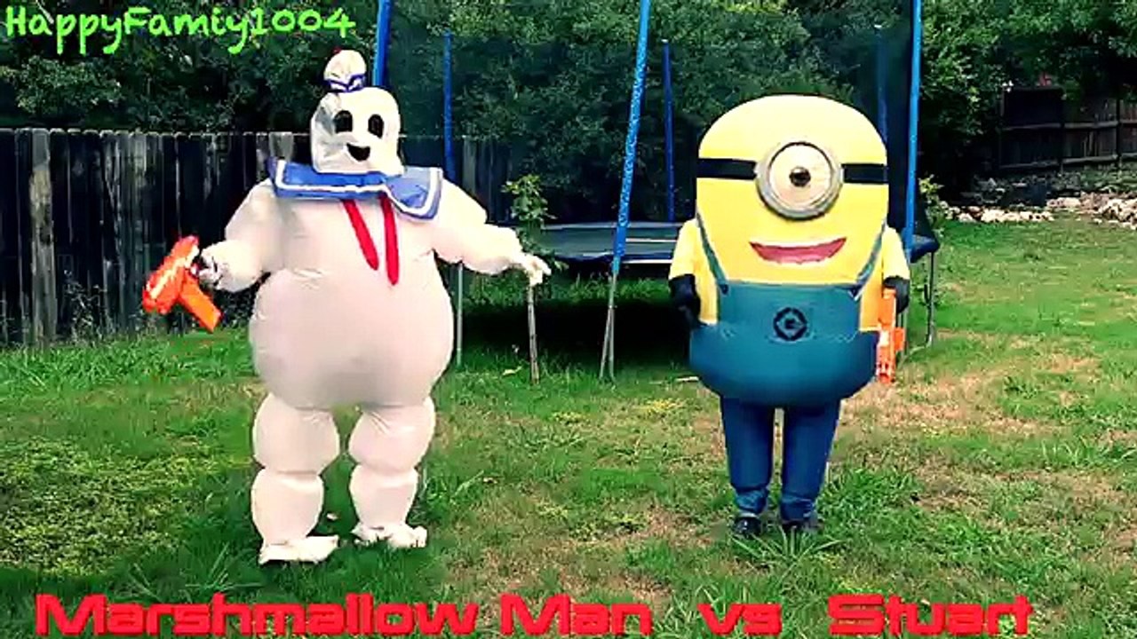 Nerf War: Epic Battles With Pikachu, Stuart the Minion, T-Rex and Marshmallow Man