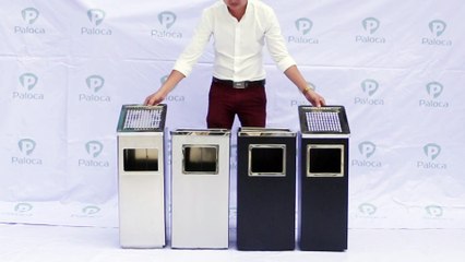 Báo giá thùng rác inox vuông có gạt tàn thuốc lá của Hành Tinh Xanh