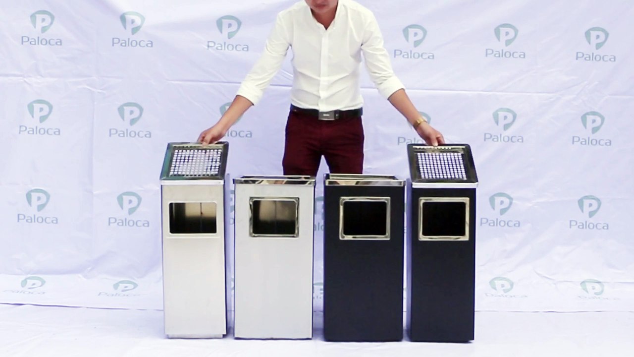 Báo giá thùng rác inox vuông có gạt tàn thuốc lá của Hành Tinh Xanh