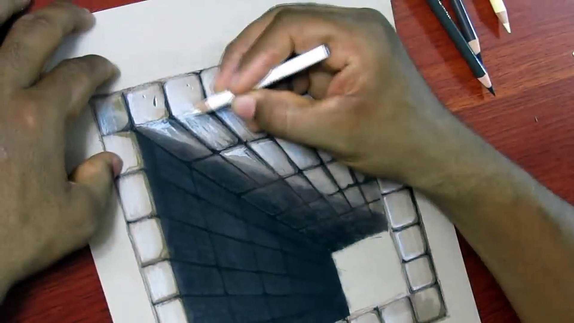 Dibujando un Hoyo de Ladrillo 3D | Ilusion optica - Vidéo Dailymotion