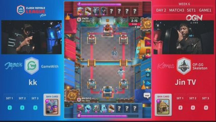 [Match 3] GameWith vs OP.GG Skeleton 180602 - 클래시 로얄 리그 아시아 (CRL)