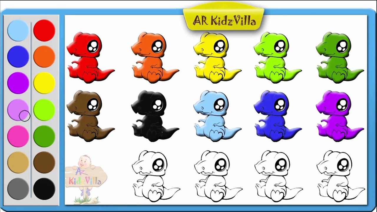 Learn Colors for Kids and Color Dinosaur Coloring Page Pt - 45