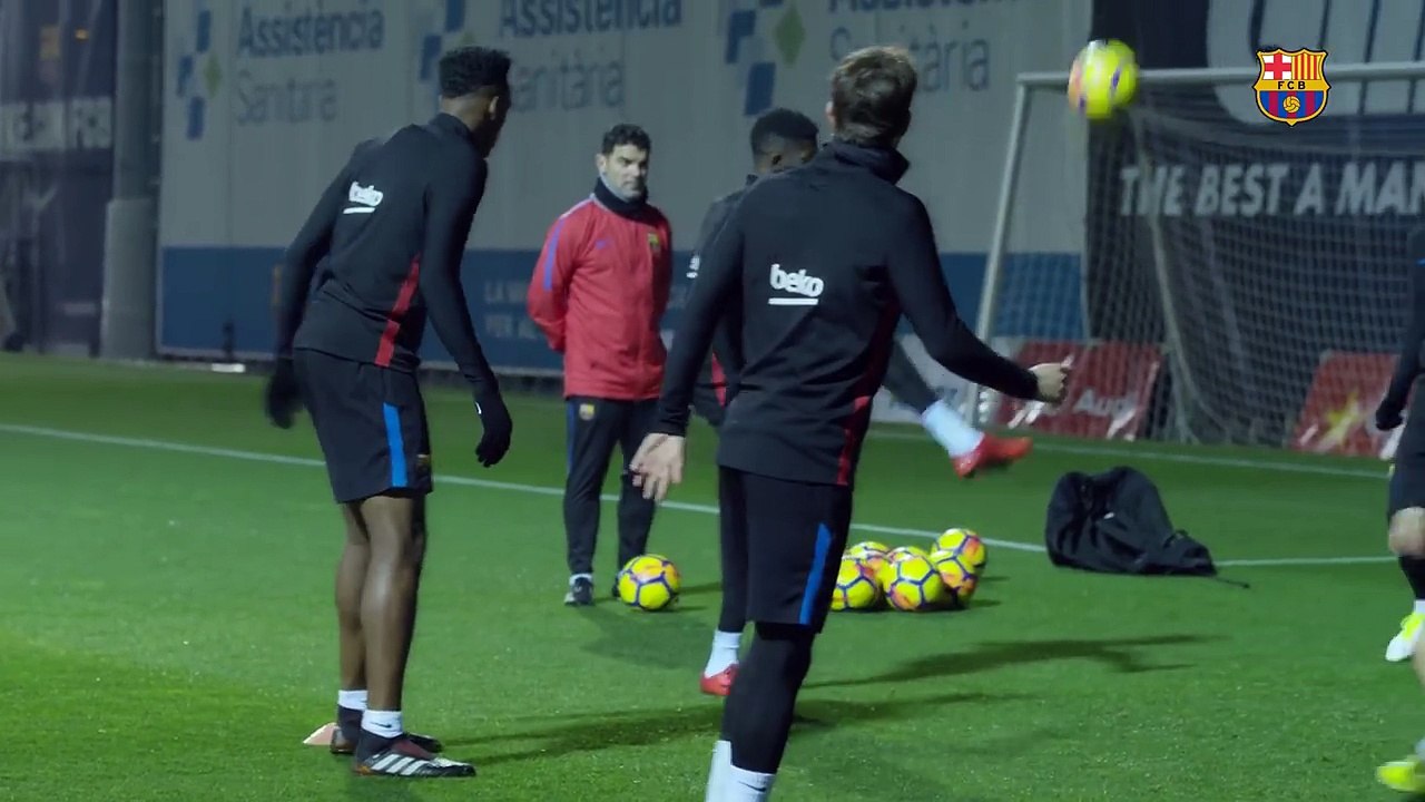 Yerry Mina’s first training session with FC Barcelona