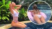The Bachelor's Kiki Morris flaunts her incredibly pert derriere in a skimpy white swimsuit as she pines for a getaway