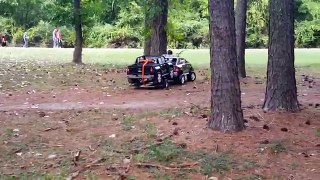 Playing With His Power Wheels Ride On! Dodge Ram 3500 Dually Hauling the Chevy Silverado 12Volt