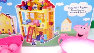 Peppa Pig Toys HOUSE CONSTRUCTION SET | Peppa SURPRISE EGG NOSES Bubble Bath Surprises Toypals.tv