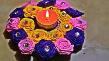 DIY: Candle Holder with Paper Roses/Candle Decor Ideas/Crepe Paper Flower Decor