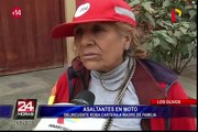 Los Olivos: cámara de seguridad  registra robo de celular en moto
