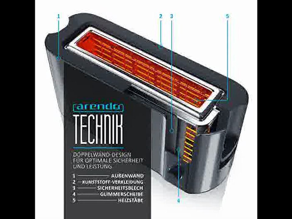 [- Arendo - Automatik Toaster Langschlitz | mit Defrost Funktion / Wärmeisolierendes Doppelwan