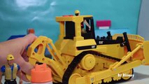 Mighty CATERPILLAR Bulldozer and John Deere Tror Move Dirt at Construction Site