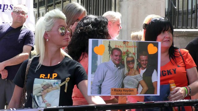 Protesters gather outside Downing Street in Anti-knife demonstration