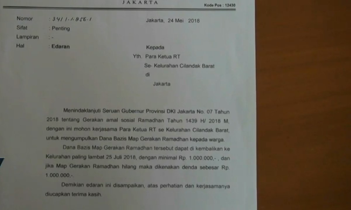 Lurah Cilandak: Edaran Jadi Motivasi RT Kumpulkan Zakat