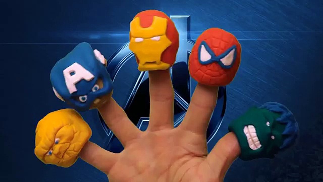 Finger Family Hulk vs Spiderman vs Ironman Marvel Play-doh Avengers Nursery Rhymes for Children