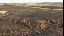 فيديو من الجو يظهر الاضرار و الحرائق التي احدثتها الطائرات الورقية القادمة من قطاع غزة الى الكيان بفعل الرياح .