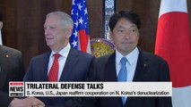 Defense ministers of S. Korea, U.S. and Japan reaffirm their military cooperation for successful denuclearization of N. Korea