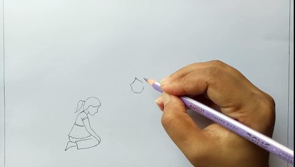 How to draw scenery of family picnic step by step