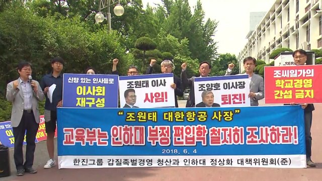 시민단체 조원태 사장 인하대 입학 취소해야 / YTN