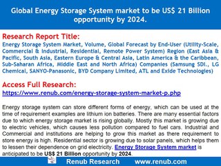 Global Energy Storage System Market to be US$ 21 Billion by 2024
