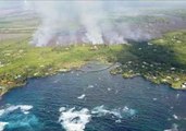 Helicoper Footage Shows Fissure 8 Lava Flows at Kilauea Volcano