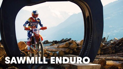 Going hard enduro in one of Europe’s largest sawmills.
