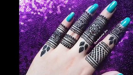 Diy Henna designs: how to apply easy new fingers mehndi designs for hands tutorial for eid,marriage