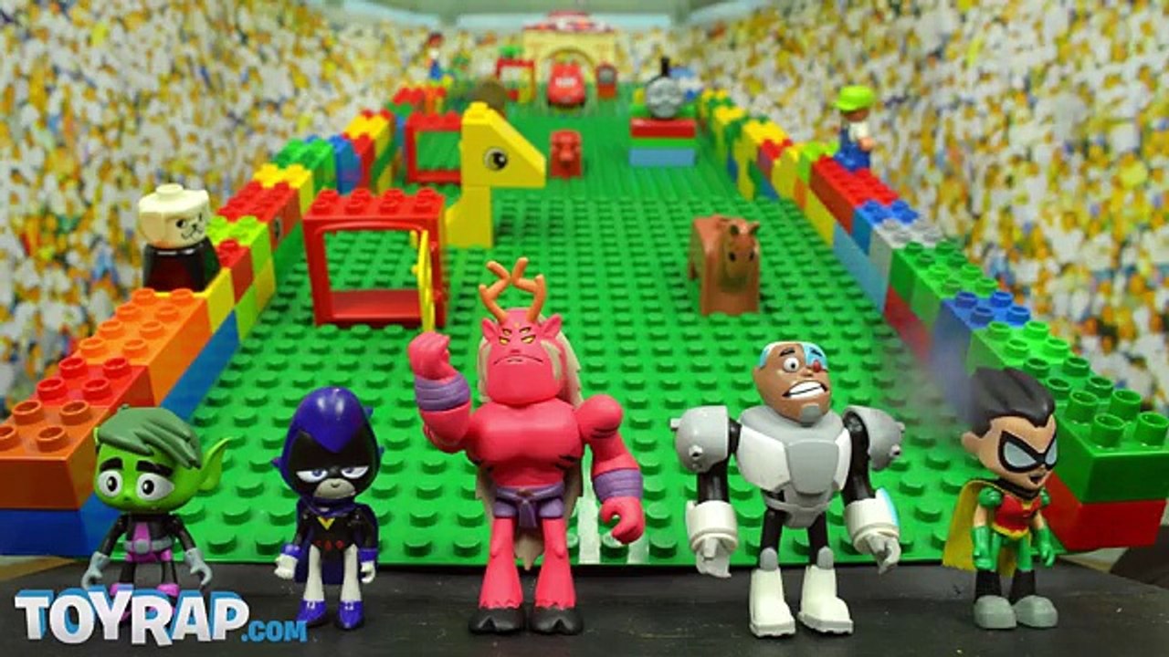 Teen Titans Go Toys Lego Landslide Challenge ft Robin Raven Cyborg Beast Boy by ToyRap