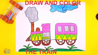 Drawing and Colouring The Train by Water Colors Learning Colors and Draw For Kids