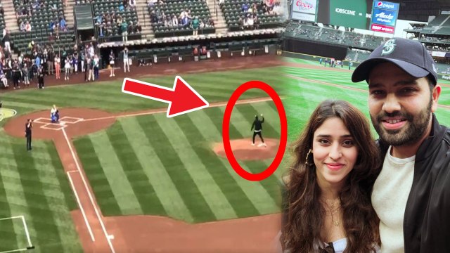 பேஸ்பால் போட்டியில் பந்து வீசிய ரோகித் சர்மா- வீடியோ