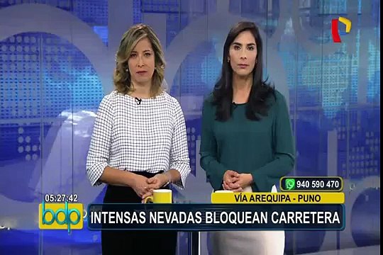 Intensas nevadas bloquean carretera en la vía Arequipa-Puno