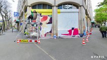 Fresque de l'artiste Jaw sur le marché des Batignolles