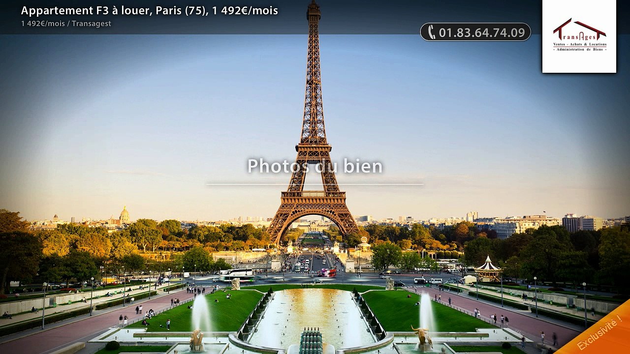 Appartement F3 à louer, Paris (75), 1 492€/mois