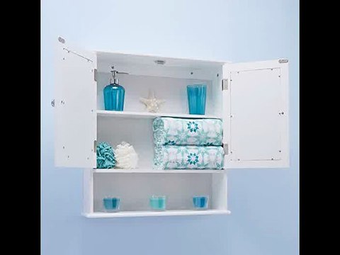 [- Double Door White Bathroom Mirror Cabinet Mirrored Bathroom Cabinet -]